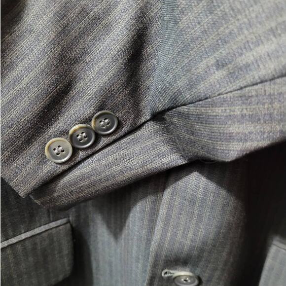 Paul Dione Men Wool Blazer 42R Gray Striped Business Jacket Career Office Canada - Picture 7 of 8